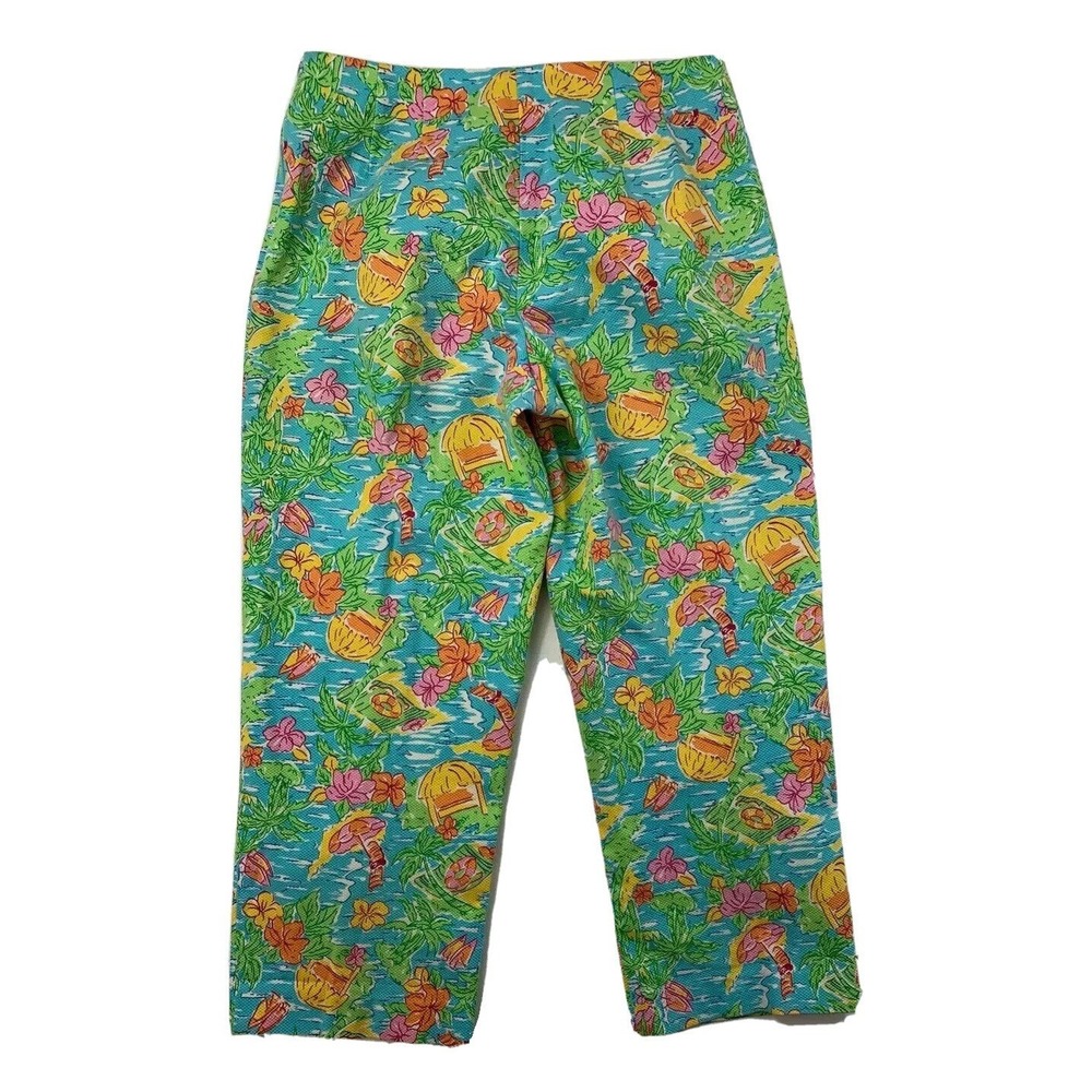 Boston Proper Womens Size 6‎ Hawaiian Floral Crop Stretch Vacation Pants - Picture 2 of 12